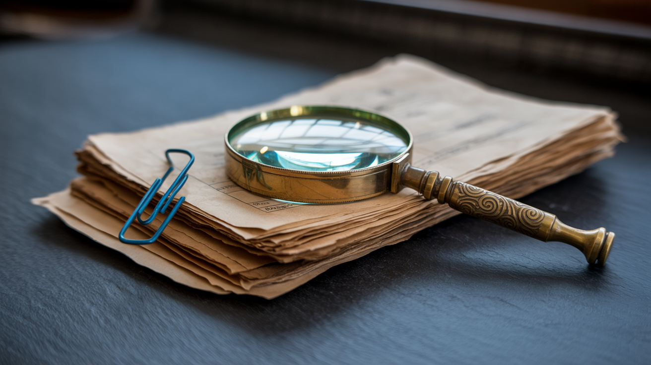 Photo: Magnifying glass examining financial documents representing verification process